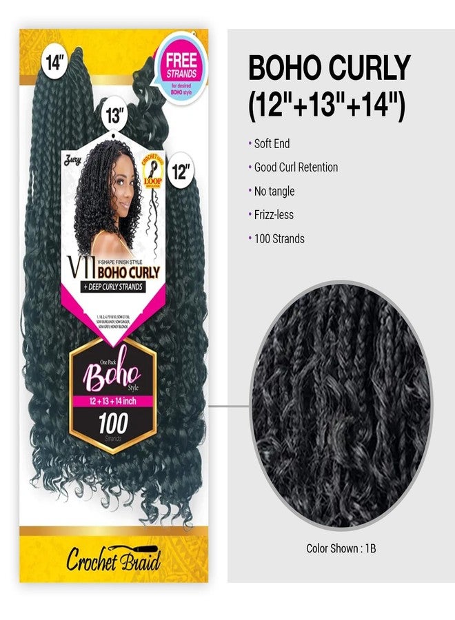 زوري Royal Zury Crochet Briad لمسة نهائية على شكل حرف V V11 Boho Curly (12"+13"+14") (SOM Gray) - Image 4